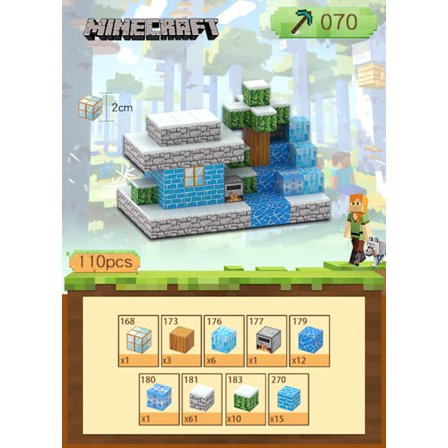 Minecraft Byggeklosser, Magnetiske Byggeklosser Leke - Is- og Snøhus 110 deler, 3 figurer
