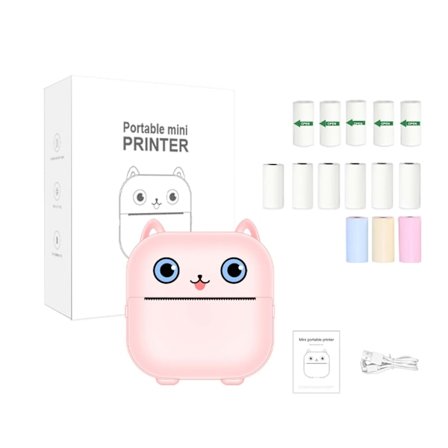 Portabel Bluetooth Termisk Skrivare X15 Vit (6 Rullar Termopapper + 5 Rullar Klistermärken + 3 Rullar Färgat Papper)