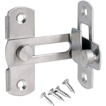 1 stk. vippbar skyvelås, 90 graders rustfri stållås, sikkerhetsdørlås, rettvinklet buet dør, spenne, børstet finish