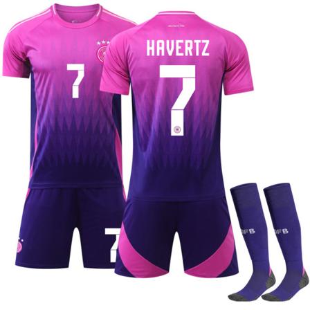 Ny sesong 2024 European Cup Tyskland borte rosa nr. 6 draktsett, egnet for voksne og barns fotballdrakter med sokker XS