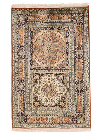 Kashmir Pure Silk Rug Oriental Brown/Orange (Silk, India)