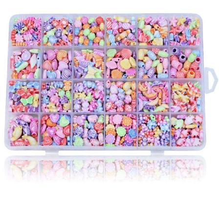 DIY - Pärllåda - Akrylpärlor - Mix - 500st - Smyckestillverkning Multicolor