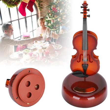 Roterende Musikkasse i Violinform, Musikinstrumentmodell, Hjemmedekorasjon med Stativ