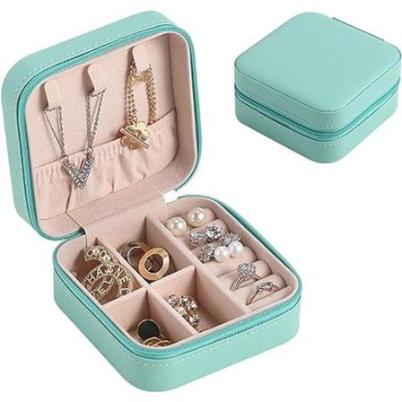 Grøn tom rejse smykkeskrin, kvinders halskæde æske, mini smykker