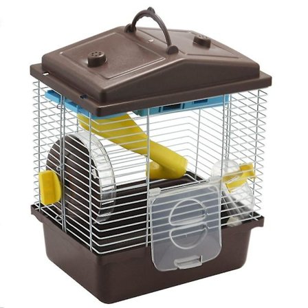 Bur til hamster med gjennomsiktig takluke, dobbeltlags hus for hamster, gullhamster