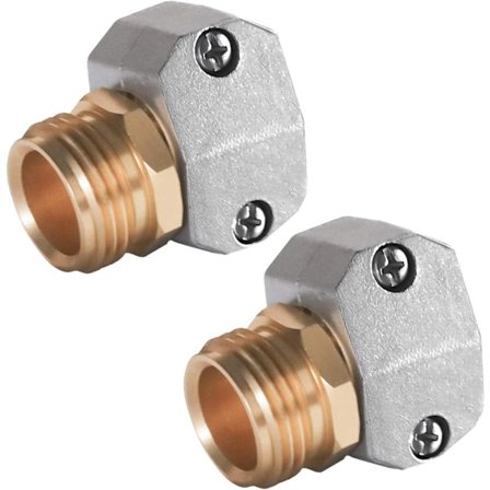 Hageslange Reparasjonsbeslag, Sink og Aluminium Hannen Slange End Vann Slange Reparasjon Connector, 2 Pakk