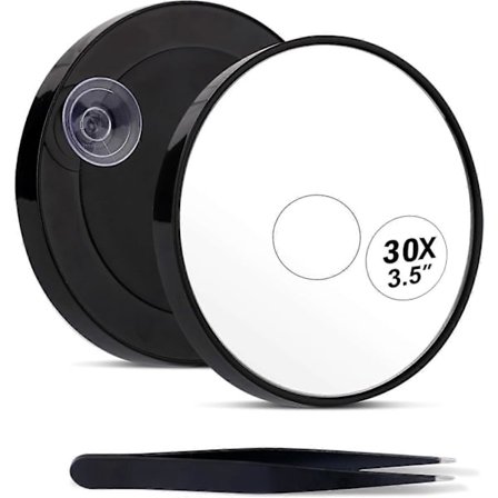 30X Förstoringsspegel, 3,5 tum sminkspegel med sugkopp och spetsig (FMY)