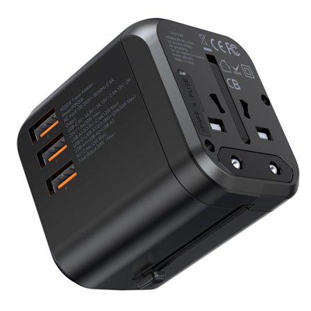 Choetech 35W PD Reseadapter 3x USB-A 1x USB-C Svart