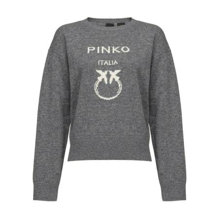 Pinko - Stickade Tröjor & Koftor - Grå - Dam - Storlek: Xl, Dam, Storlek: XL