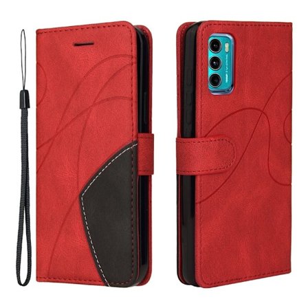 Texturerat läder Motorola Moto G40 Fusion / Motorola Moto G60 fodral med handledsband - Röd