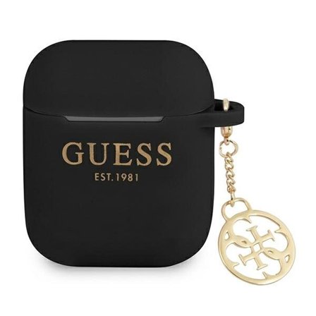 Guess GUA2LSC4EK AirPods 1/2-deksel svart/svart Silikon Charm 4G Collection