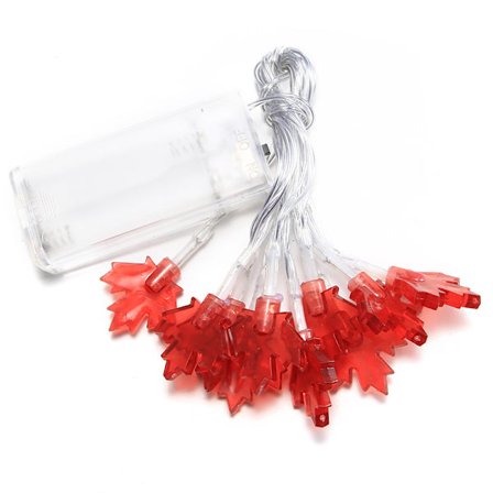 LED Ahornblad Fe-lys Halloween Dekorativt Lys Vindue Hængende Fe-lys 4 Meter 40 Lys (Rødt Ahornblad)