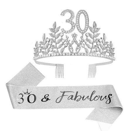 30-årsdag Skärp & Strass Tiara Kit, Grattis på 30-årsdagen Present till Hennes 30-årsdag Dekorationer för Kvinnor