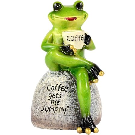 Frø Havefigurer Statuer, Frø Siddende på Stenstatue, Frø Dekoration Havefigur Til Havepynt og Fehave Tilbehør, Indendørs Udendørs