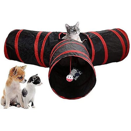 Kattetunnel 3-veis Foldbar Tunnel Innendørs Kjæledyrleketøy