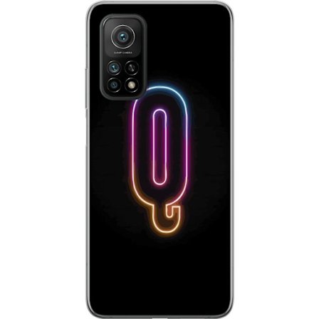 Yhteensopiva Puhelinkuori Xiaomi Xiaomi Mi 10T Pro 5G Minimalistinen neonkirjain Q kirkkaissa väreissä tummaa taustaa vasten