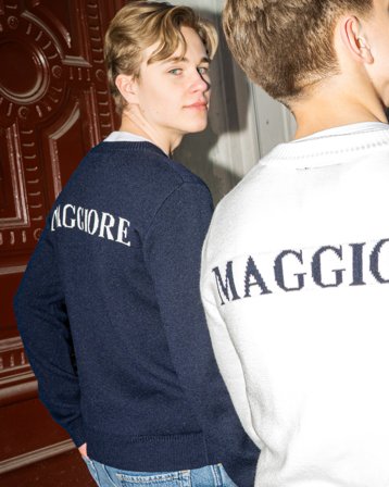 MAGGIORE Logo Knit Sweater Blå Tröjor Kille - Kids Brand Store