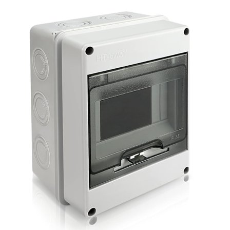 Vanntett elektrisk boks, IP65 5-MODULER Elektrisk strømbryterboks, Vanntett elektrisk utendørsboks, Kontrollskap, Koblingsboks kompatibel