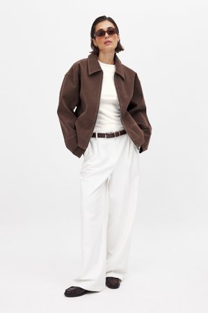 NA-KD Jacke aus Kunst-Wildleder mit Reißverschluss - Kunstlederjacken - Braun - EU 42