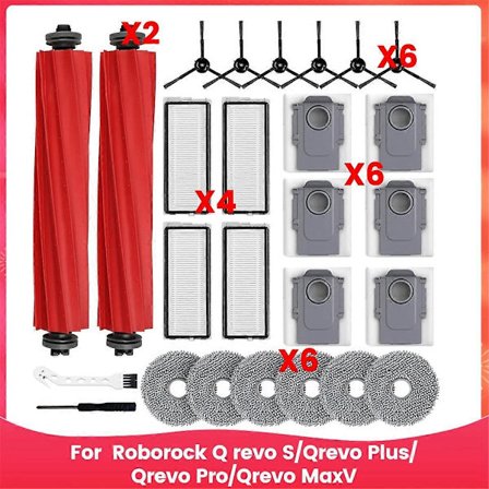For Roborock Q Revo S/Qrevo Plus/Qrevo Pro/Qrevo MaxV Robotstøvsuger Hovedsidebørster Hepa Filter Mopp
