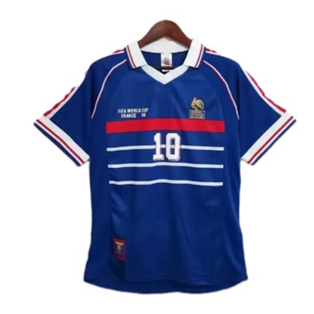 Retro Jersey 1998 Frankrig VM Hjemme Kortærmet Fodboldtrøje Nr 10 Zidane 1 Fodboldtrøje