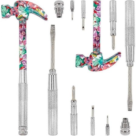 2 sæt 6 i 1 Metal Hammer & Skruetrækkersæt Multifunktionel Metal Mini Hammer Lille Multiværktøjshammer med Slids-/Flad Hoved Phillips Skruetrækker 