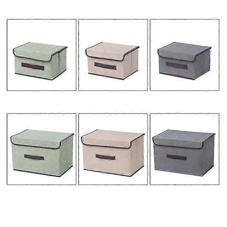 Foldbare opbevaringskasser med låg og håndtag - Lysegrøn - L