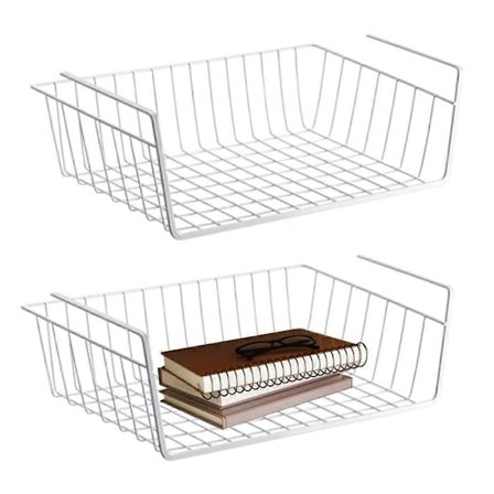 Förvaringskorg för Undersidan av Hyllan, 2-pack Hängande Korg Metall Hängande Korg Hylla Under Skåp Hängande Korg Metallkorg Organizer Hylla Hängande 