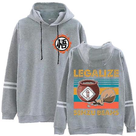 Dragon Ball Periphera trykte klær hettegenser Høst/Vinter Stripete hettegenser for menn og kvinner Grå Grey XL