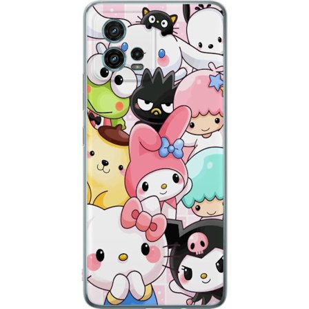 Yhteensopiva Puhelinkuori Motorola Moto G72 Tiheä kuvio suloisia hahmoja, joilla on suuret silmät eri väreissä ja ilmeissä LABUBU-tekstillä