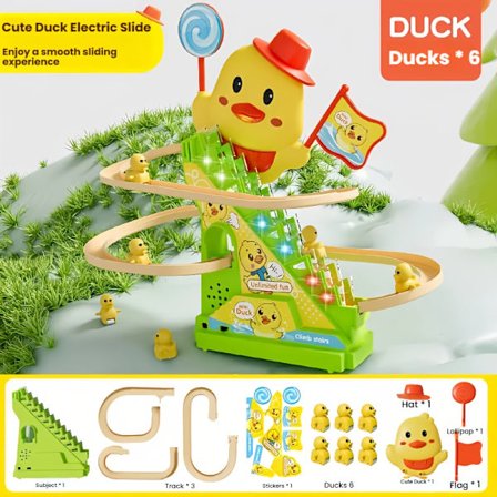 Joulupukin suosikkilelu on uutuuslelu, jossa on 3, 6, 9 tai 12 suloista pientä ankkaa, jotka kiipeävät portaita, valojen ja musiikin kera. Tämä...