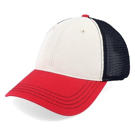 Richardson - Beige trucker Czapka Z Daszkiem - 111 Tri Stone/Black/Red Trucker @ Hatstore