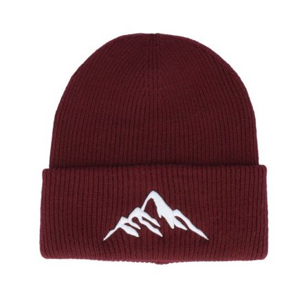 Wild Spirit - Röd cuff Beanie - Mountain 3d Burgundy Soft Deep Cuff @ Hatstore