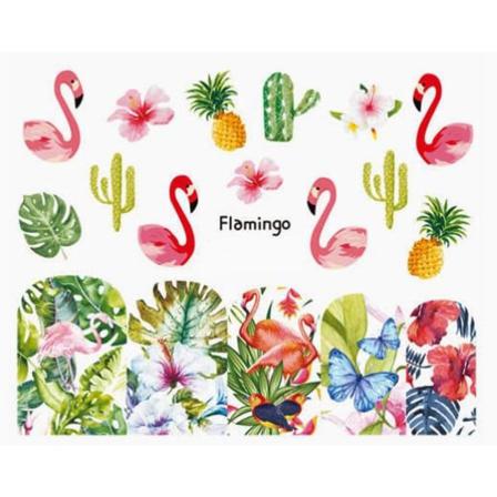 Vattendekaler - Flamingo - Bn-913 - För Naglar Multifärg