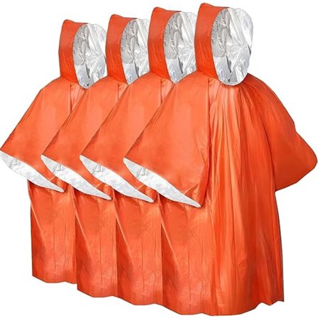 Vanntett overlevelsespledd, nødpledd, 130cm*100cm, vendbart, med hette, vanntett, vindtett, bærbart, termisk nødpledd