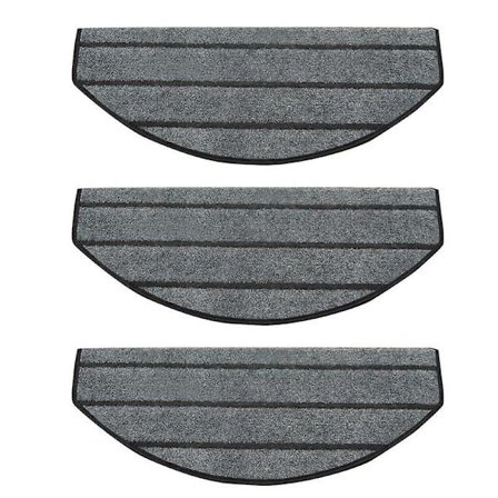Stair Mat Anti-Dust Non-Slip Flannel Indoor Family Bullnose Carpet for Home Grey 3 Pcs översatt till svenska