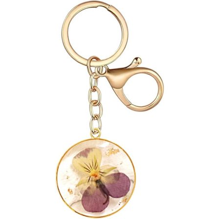 Äkta blomma nyckelring handgjorda torkade pressade blomma berlocker 12 månaders födelsedag Alla hjärtans dag presenter till kvinnor män (6 st)