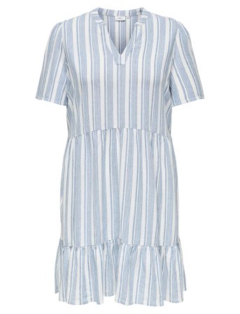 Cartiri-Caro S/S V-Neck Lin Dress Tlr Blue ONLY Carmakoma