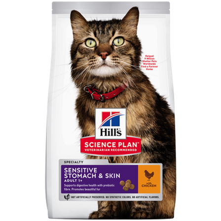 Hills Science Plan - Hills SP Feline Adult Sensitive Stomach & Skin Chicken 7 kg - Katt - Kattefôr & kattemat - Tørrfôr for katt - ZOO.no