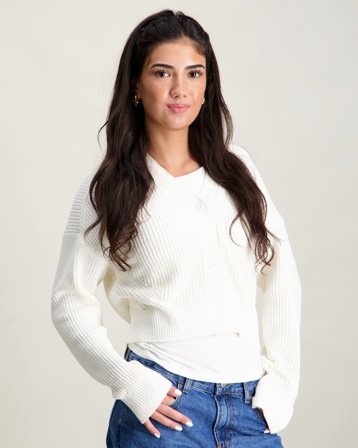 Tommy Hilfiger CHENILLE CARDIGAN Blanc Pulls Fille - Kids Brand Store