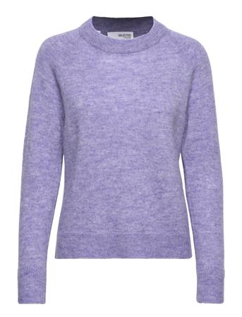 Slflulu Ls Knit O-Neck Villapaita Liila Selected Femme