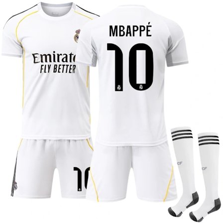 Real Madrid 2025/26 Hemmatröja för Barn - Mbappe #10 Nr. 10 Mbappe Nr. 10 Mbappe Nr. 10 Mbappe Nr. 10 Mbappe Vuxen XXL