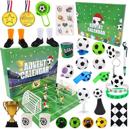 Fotball Adventskalender for Jenter og Gutter, med Fotballmedalje og Fløyte, 24 Dagers Juletelling Adventskalender