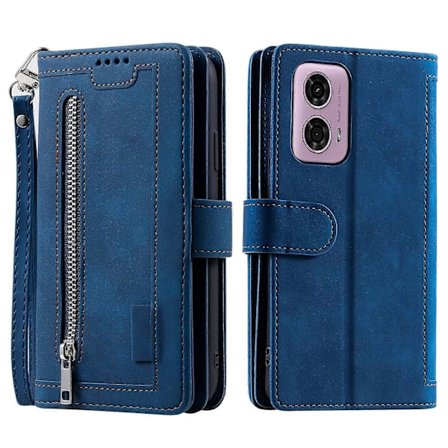 Til Motorola Moto G85 5G/S50 Neo 5G Etui Lynlås Læder Telefon Cover med 9 Kort Slots[D]