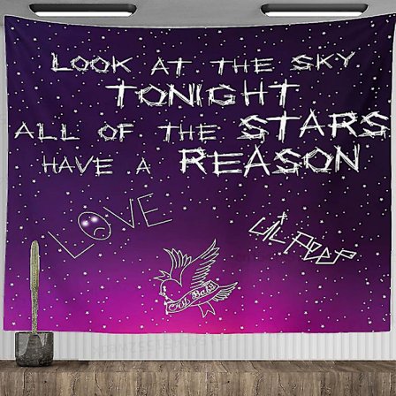 Lil Peep Väggbonad Hängande Titta På Himlen Konst Väggbonad Filt Svart Hippie Häxkonst Väggbonader Estetisk Rum Dekoration