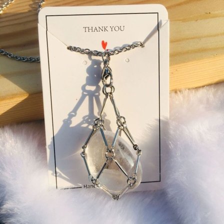 Crystal Holder Cage Necklace Crystal Net Metal Halsband SILVER