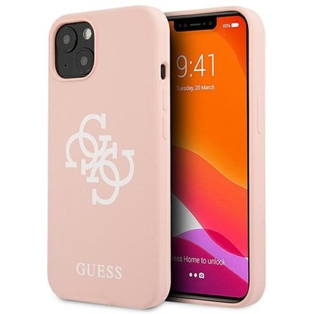 Guess GUHCP13SLS4GWPI iPhone 13 mini 5,4" rosa/rosa hårt fodral Silikon 4G Logo