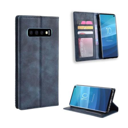 Samsung Galaxy S10 Vintage Läderfodral - Blå
