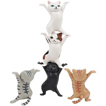 Skattgåvor för kattälskare, katthållare för penna, mobiltelefonhållare, kreativa och intressanta gåvor (5 katter)