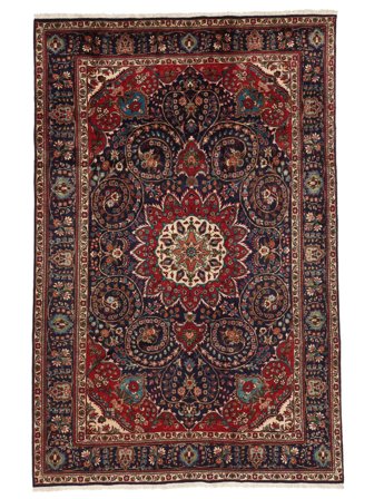 Annodato A Mano Tabriz Tappeto 208X311 Di Lana Nero/Rosso Scuro